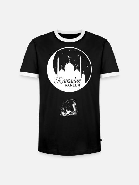 Ramadan Praying Man White - Männer Kontrast-T-Shirt - Schwarz/Weiß