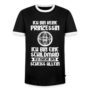 Schildmaid Wikinger Nordische Kriegerin Geschenk - Männer Kontrast-T-Shirt - Schwarz/Weiß - Vorne - AI Model Female 172 light (172cm) & AI Model Male 178 light (178cm)