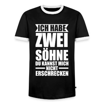 2 Söhne Familie Mama von 2 Söhnen Geschenk - Männer Kontrast-T-Shirt - Schwarz/Weiß - Vorne - AI Model Female 172 light (172cm) & AI Model Male 178 light (178cm)