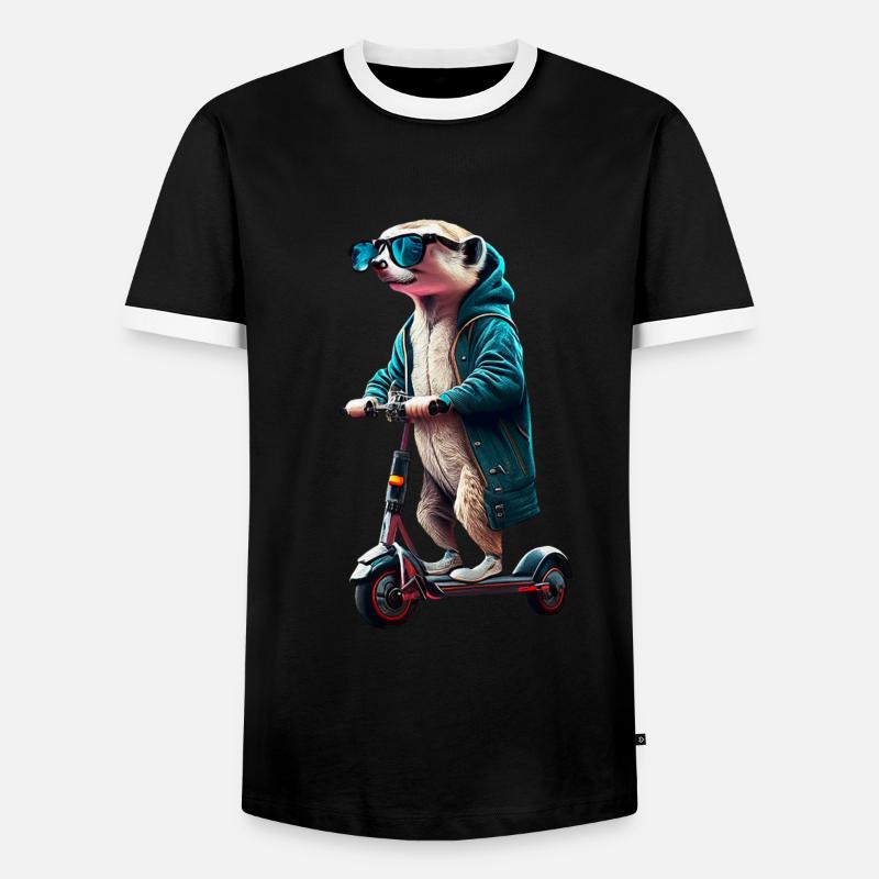 Escooting Erdmännchen Escooter Elektroroller - Männer Kontrast-T-Shirt - Schwarz/Weiß