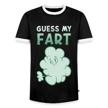 Farting Flatulence Fart Farting Guess My Fart - Men's Ringer Shirt - black/white - Front - AI Model Female 172 light (172cm) & AI Model Male 178 light (178cm)
