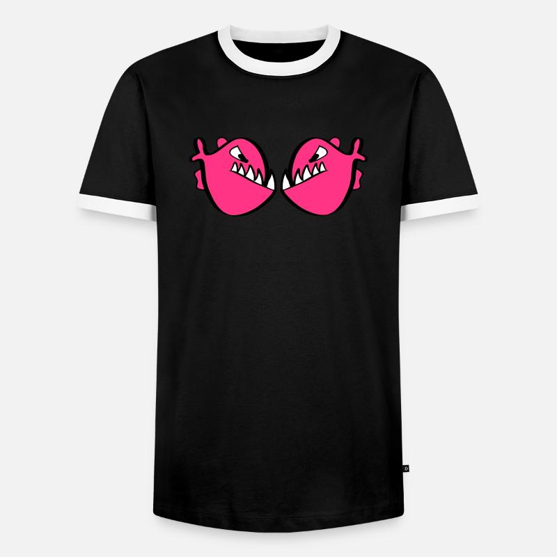 Rote Piranhas - Männer Kontrast-T-Shirt - Schwarz/Weiß