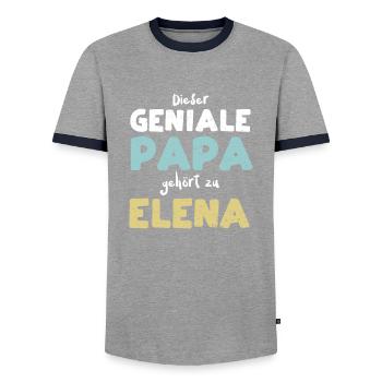 Dieser Geniale Papa Gehört Zu Elena - Männer Kontrast-T-Shirt - Grau/Navy  - Vorne - AI Model Female 172 light (172cm) & AI Model Male 178 light (178cm)
