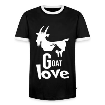 Goat, goat "goat love" goatee - Men's Ringer Shirt - black/white - Front - AI Model Female 172 light (172cm) & AI Model Male 178 light (178cm)