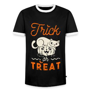Citrouille d'Halloween 2020 - T-shirt contrasté Homme - noir/blanc - Devant - AI Model Female 172 light (172cm) & AI Model Male 178 light (178cm)