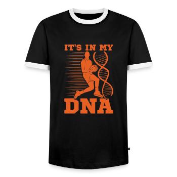 Basketball It's In My DNA Geschenkidee - Männer Kontrast-T-Shirt - Schwarz/Weiß - Vorne - AI Model Female 172 light (172cm) & AI Model Male 178 light (178cm)