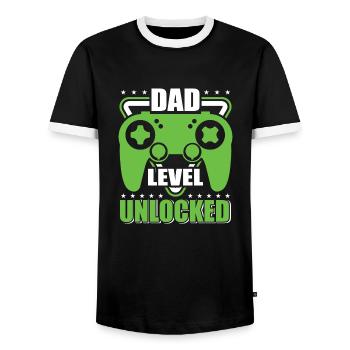 Gaming Gamer Papa Dad Level Unlocked Geschenkidee - Männer Kontrast-T-Shirt - Schwarz/Weiß - Vorne - AI Model Female 172 light (172cm) & AI Model Male 178 light (178cm)