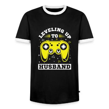 Gaming Gamer Ehemann Leveling Up To Husband - Männer Kontrast-T-Shirt - Schwarz/Weiß - Vorne - AI Model Female 172 light (172cm) & AI Model Male 178 light (178cm)