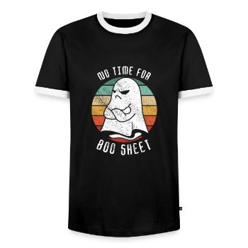 Halloween Ghost Funny Pas le temps pour Boo Sheet - T-shirt contrasté Homme - noir/blanc - Devant - AI Model Female 172 light (172cm) & AI Model Male 178 light (178cm)