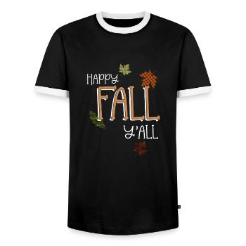 Herbst Happy Fall Y'all - Männer Kontrast-T-Shirt - Schwarz/Weiß - Vorne - AI Model Female 172 light (172cm) & AI Model Male 178 light (178cm)