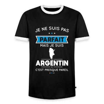 Je ne suis pas parfait mais je suis Argentin - T-shirt contrasté Homme - noir/blanc - Devant - AI Model Female 172 light (172cm) & AI Model Male 178 light (178cm)