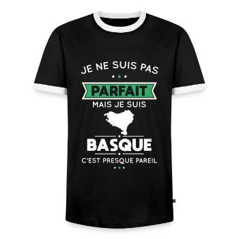 Je ne suis pas parfait mais je suis Basque - T-shirt contrasté Homme - noir/blanc - Devant - AI Model Female 172 light (172cm) & AI Model Male 178 light (178cm)