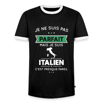Je ne suis pas parfait mais je suis Italien - T-shirt contrasté Homme - noir/blanc - Devant - AI Model Female 172 light (172cm) & AI Model Male 178 light (178cm)