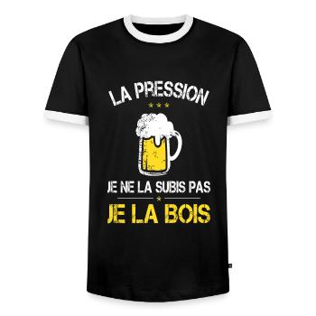 La Pression je ne la Subis Pas - Je la bois - T-shirt contrasté Homme - noir/blanc - Devant - AI Model Female 172 light (172cm) & AI Model Male 178 light (178cm)