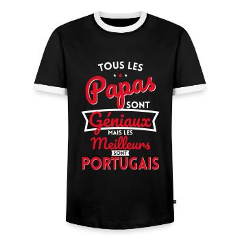 Papas géniaux mais les meilleurs sont Portugais - T-shirt contrasté Homme - noir/blanc - Devant - AI Model Female 172 light (172cm) & AI Model Male 178 light (178cm)