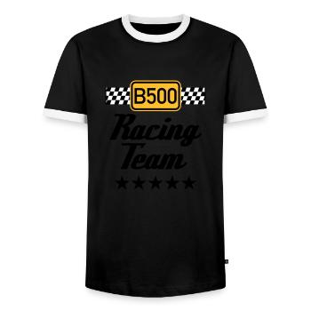 B500 Racing Team - Men's Ringer Shirt - black/white - Front - AI Model Female 172 light (172cm) & AI Model Male 178 light (178cm)