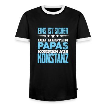 KONSTANZ - papa - Männer Kontrast-T-Shirt - Schwarz/Weiß - Vorne - AI Model Female 172 light (172cm) & AI Model Male 178 light (178cm)