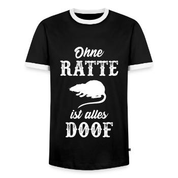 Ratte Geschenk lustig Ohne Ratte ist alles doof - Männer Kontrast-T-Shirt - Schwarz/Weiß - Vorne - AI Model Female 172 light (172cm) & AI Model Male 178 light (178cm)