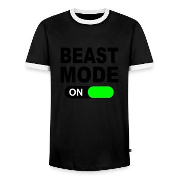 BEAST MODE ON - Men's Ringer Shirt - black/white - Front - AI Model Female 172 light (172cm) & AI Model Male 178 light (178cm)