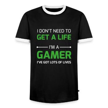 Gamer Vie / Respawn vie geek gamer ballot Plus - T-shirt contrasté Homme - noir/blanc - Devant - AI Model Female 172 light (172cm) & AI Model Male 178 light (178cm)