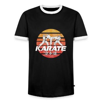 Karate - Männer Kontrast-T-Shirt - Schwarz/Weiß - Vorne - AI Model Female 172 light (172cm) & AI Model Male 178 light (178cm)