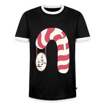 Candy cane - for you - Men's Ringer Shirt - black/white - Front - AI Model Female 172 light (172cm) & AI Model Male 178 light (178cm)