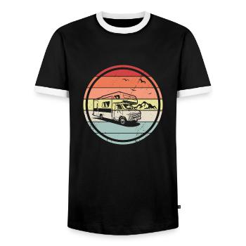 Wohnmobil Trekking Camper Retro Geschenkidee - Männer Kontrast-T-Shirt - Schwarz/Weiß - Vorne - AI Model Female 172 light (172cm) & AI Model Male 178 light (178cm)