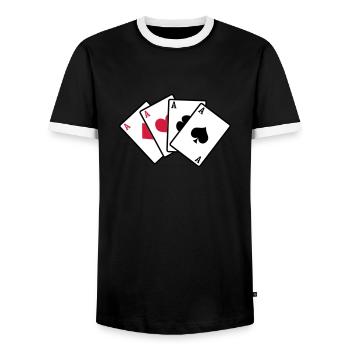 poker cards - Männer Kontrast-T-Shirt - Schwarz/Weiß - Vorne - AI Model Female 172 light (172cm) & AI Model Male 178 light (178cm)