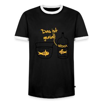 Goldfish vodka Conception - T-shirt contrasté Homme - noir/blanc - Devant - AI Model Female 172 light (172cm) & AI Model Male 178 light (178cm)