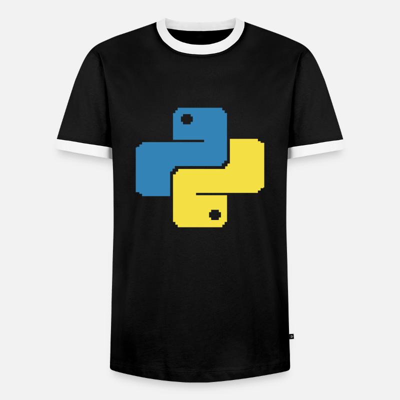 Python Pixelart - Männer Kontrast-T-Shirt - Schwarz/Weiß