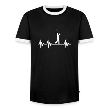 Golf Golfer Heartbeat Heartbeat Pulse - Men's Ringer Shirt - black/white - Front - AI Model Female 172 light (172cm) & AI Model Male 178 light (178cm)