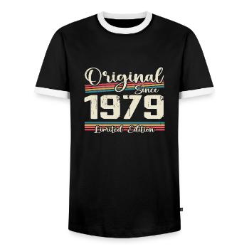 1979 Cadeau D’anniversaire Rétro Vintage 1979 - T-shirt contrasté Homme - noir/blanc - Devant - AI Model Female 172 light (172cm) & AI Model Male 178 light (178cm)