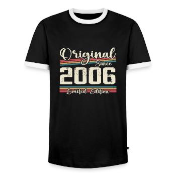 2006 Cadeau D’anniversaire Rétro Vintage 2006 - T-shirt contrasté Homme - noir/blanc - Devant - AI Model Female 172 light (172cm) & AI Model Male 178 light (178cm)