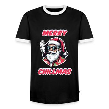 Père Noël Chillmas Cannabis Père Noël - T-shirt contrasté Homme - noir/blanc - Devant - AI Model Female 172 light (172cm) & AI Model Male 178 light (178cm)