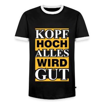alles wird gut - Männer Kontrast-T-Shirt - Schwarz/Weiß - Vorne - AI Model Female 172 light (172cm) & AI Model Male 178 light (178cm)