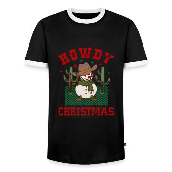 Howdy Christmas - Men's Ringer Shirt - black/white - Front - AI Model Female 172 light (172cm) & AI Model Male 178 light (178cm)