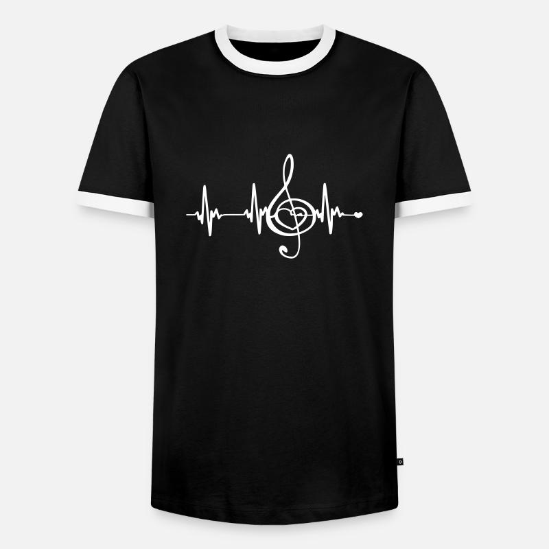 Herzfrequenz Musik - Männer Kontrast-T-Shirt - Schwarz/Weiß