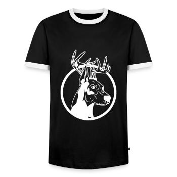 Christmas doberman - Men's Ringer Shirt - black/white - Front - AI Model Female 172 light (172cm) & AI Model Male 178 light (178cm)