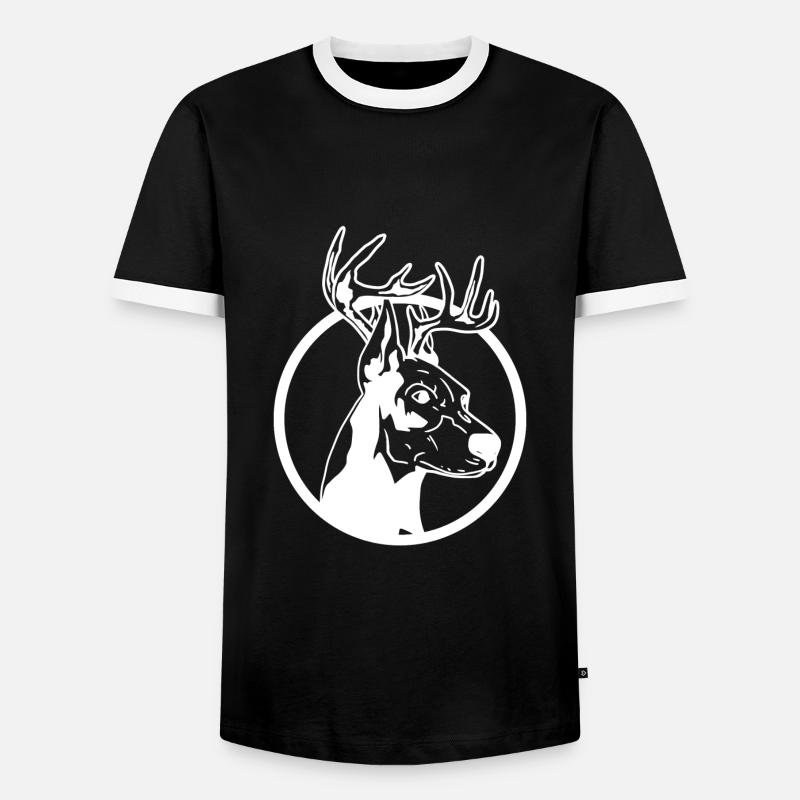 Weihnachts Dobermann - Männer Kontrast-T-Shirt - Schwarz/Weiß