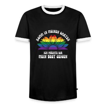 Bunter Garten Blumenbeet Gärtner Gartenliebhaber - Männer Kontrast-T-Shirt - Schwarz/Weiß - Vorne - AI Model Female 172 light (172cm) & AI Model Male 178 light (178cm)