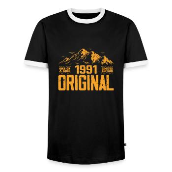 Vintage 1991 Cadeau d’anniversaire - Retro 1991 - T-shirt contrasté Homme - noir/blanc - Devant - AI Model Female 172 light (172cm) & AI Model Male 178 light (178cm)