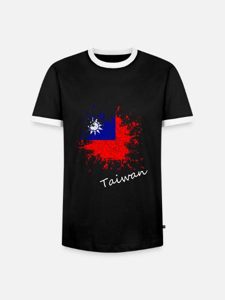 Taiwan - Männer Kontrast-T-Shirt - Schwarz/Weiß