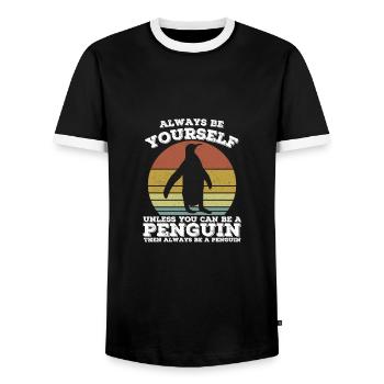 Pingouin - T-shirt contrasté Homme - noir/blanc - Devant - AI Model Female 172 light (172cm) & AI Model Male 178 light (178cm)
