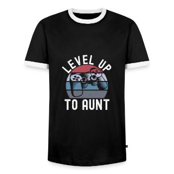 Aunt - Men's Ringer Shirt - black/white - Front - AI Model Female 172 light (172cm) & AI Model Male 178 light (178cm)