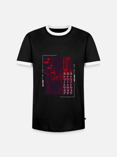 Japanese Streetwear Aesthetic - Men's Ringer Shirt - black/white