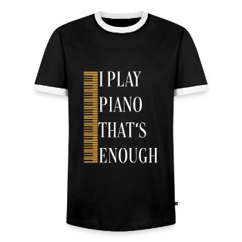 I play the piano - that's enough. Piano statue - Men's Ringer Shirt - black/white - Front - AI Model Female 172 light (172cm) & AI Model Male 178 light (178cm)