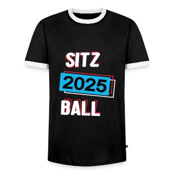Sitzball 2025 Sitzballer Sitzballspieler Spiel - Männer Kontrast-T-Shirt - Schwarz/Weiß - Vorne - AI Model Female 172 light (172cm) & AI Model Male 178 light (178cm)