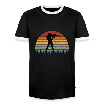 Biathlon Biathlete Figure Winter Sports Gift - Men's Ringer Shirt - black/white - Front - AI Model Female 172 light (172cm) & AI Model Male 178 light (178cm)