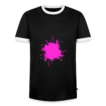 Tache de peinture éclaboussé de saleté rose sale - T-shirt contrasté Homme - noir/blanc - Devant - AI Model Female 172 light (172cm) & AI Model Male 178 light (178cm)