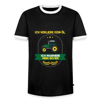 Ich verliere kein Öl ich markiere mein Revier - Männer Kontrast-T-Shirt - Schwarz/Weiß - Vorne - AI Model Female 172 light (172cm) & AI Model Male 178 light (178cm)